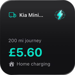 Small widget showing Kia journey cost